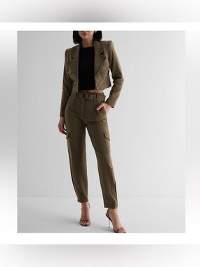 Express Olive High-Waist Cargo Ankle Pants